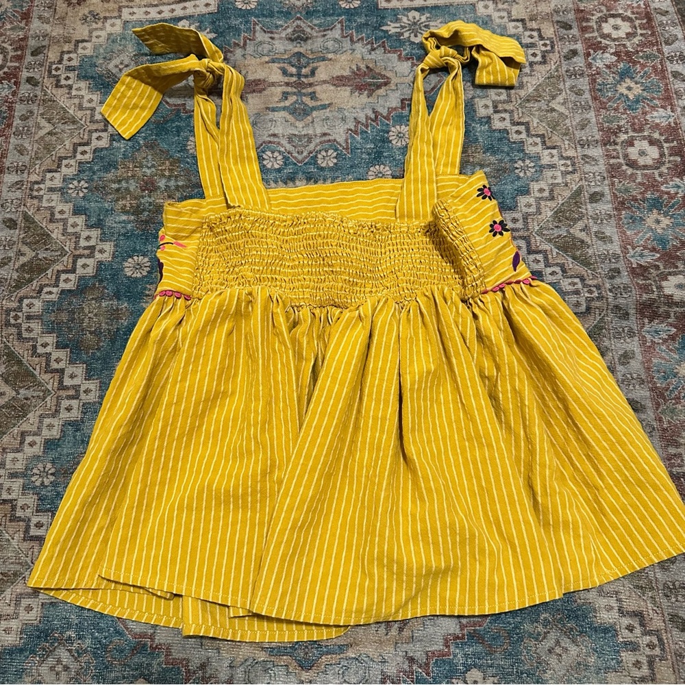 THML•Yellow Pinstripe Floral EMBROIDERED Tie
Shoulder Top Size S - Picture 7 of 7